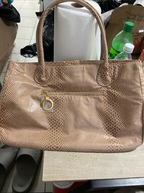 Vintage Estee Lauder Beige Snake Print Large Tote Bag